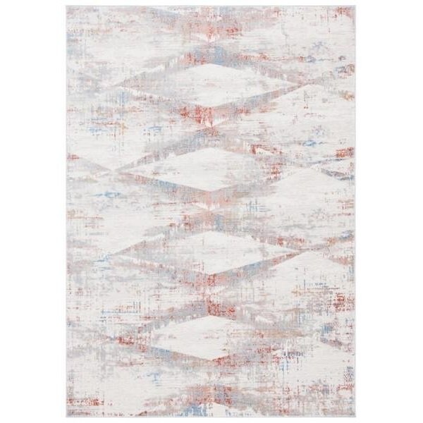 Safavieh 9 x 12 ft. Amelia Contemporary Rectangle Power Loomed Rug Ivory & Rust ALA478B-9 - main